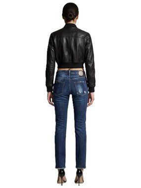 DSQUARED2 Vintage Straight Leg Dark Wash Low Rise Denim Size IT38/US 2-4 Y2K EUC